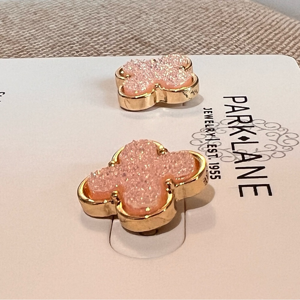 Stardust Earrings- Pink Blush Druzy Studs by Park Lane - Picture 3 of 6